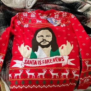 Small Shinesty Santa is Fake News sweater Christmas Sweater